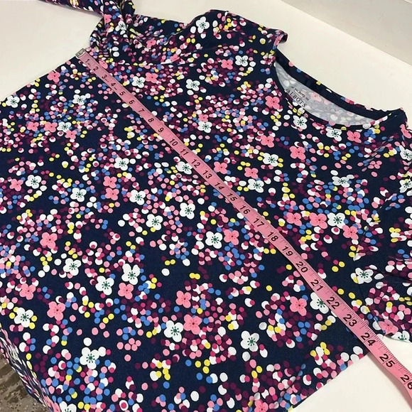 Imperfect The Talbots tee size 2x faded navy blue floral long sleeve Talbots top - Picture 4 of 11